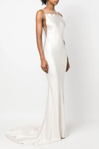 Satin halterneck Fishtail Maxi Dress