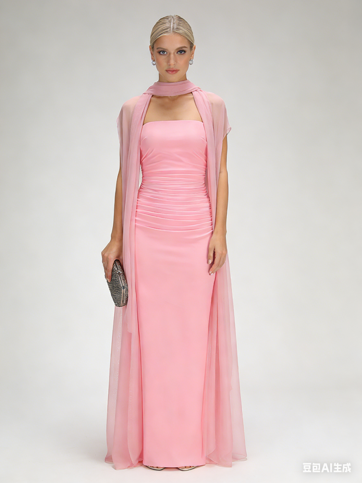 Scarf Strapless Corset Gown