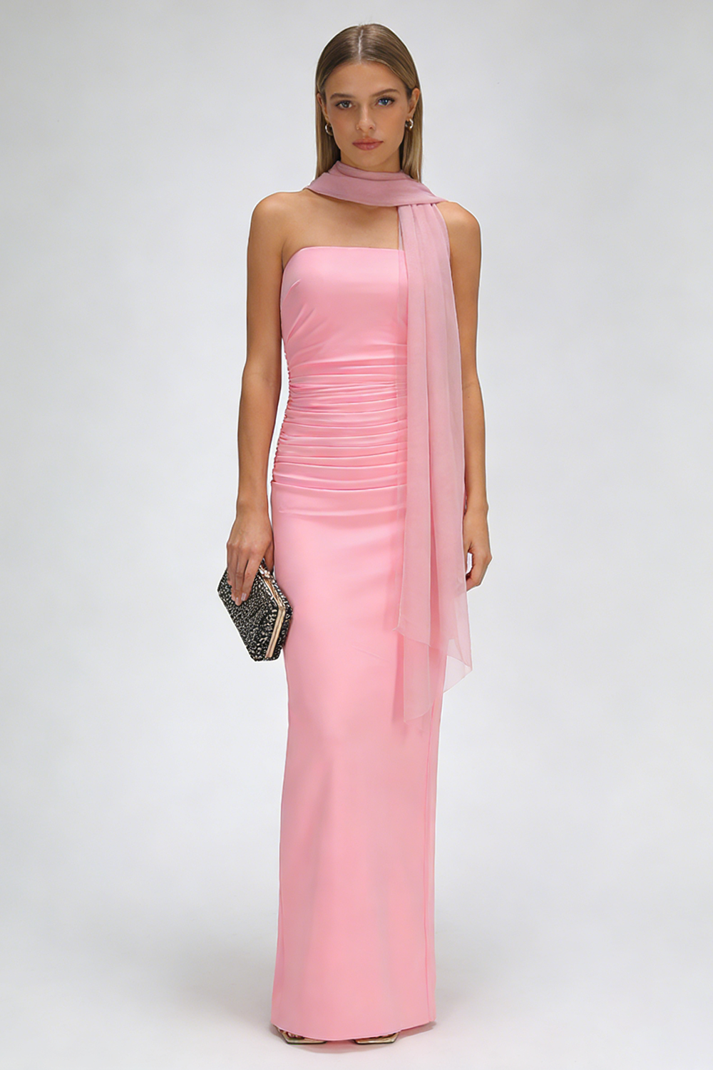 Scarf Strapless Corset Gown