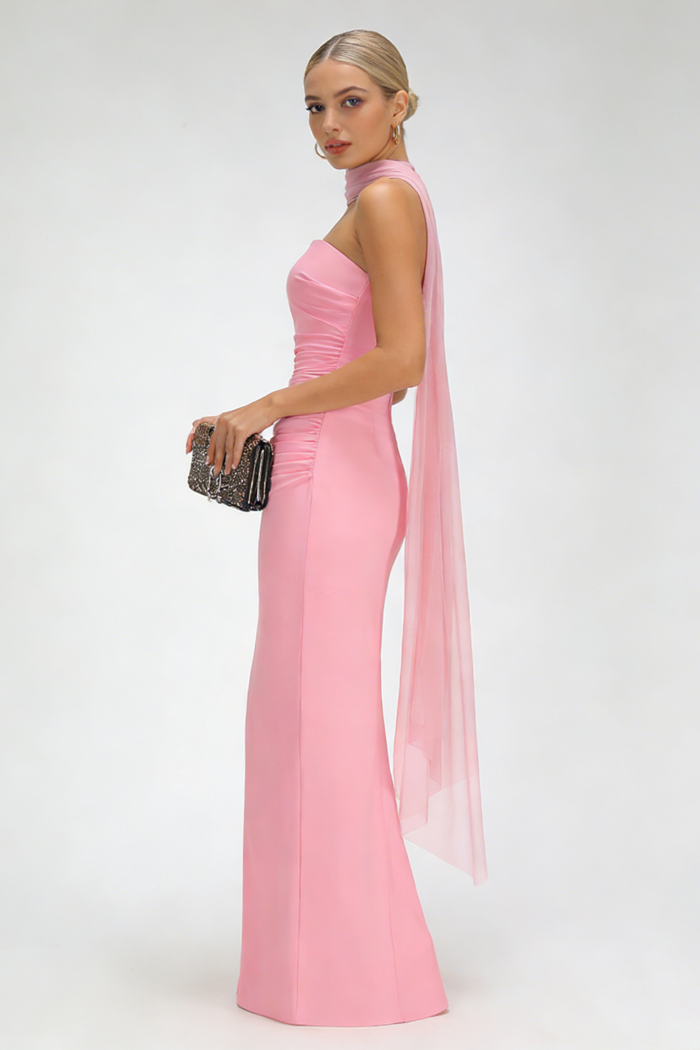 Scarf Strapless Corset Gown