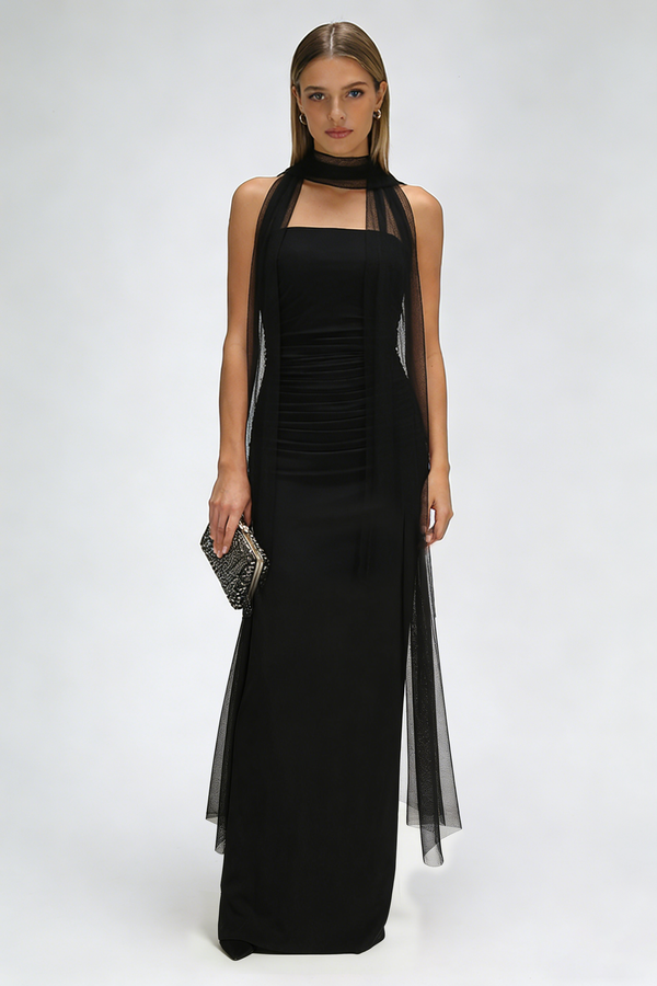 Scarf Strapless Corset Gown