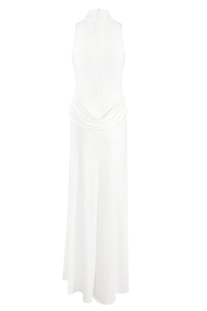 See-Through Draped High-Slit Dress