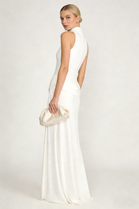 See-Through Draped High-Slit Dress