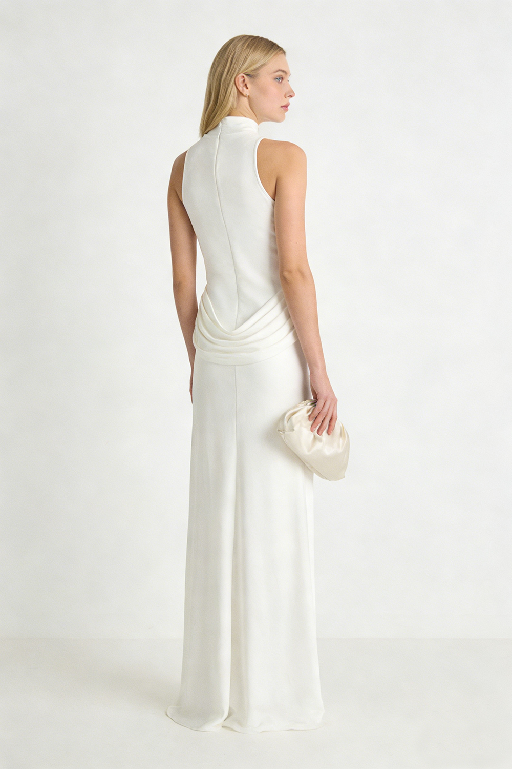 See-Through Draped High-Slit Dress