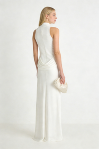 See-Through Draped High-Slit Dress