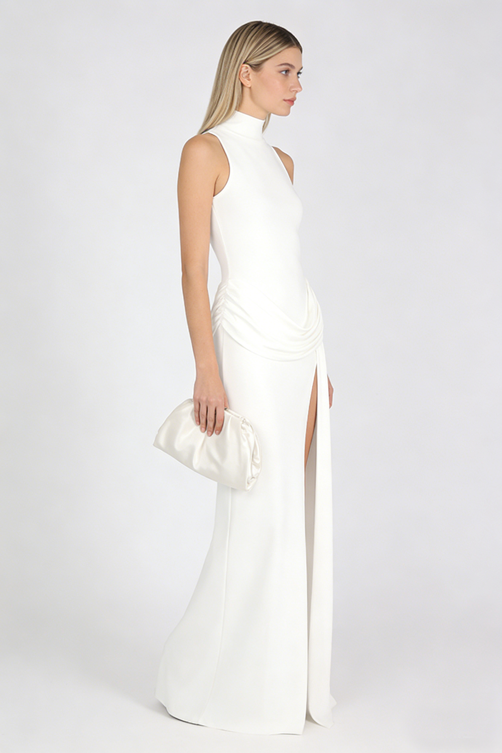 See-Through Draped High-Slit Dress