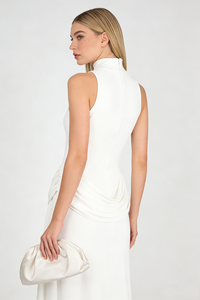 See-Through Draped High-Slit Dress