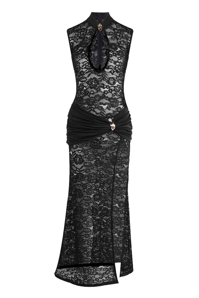 See Through Keyhole Lace Gown