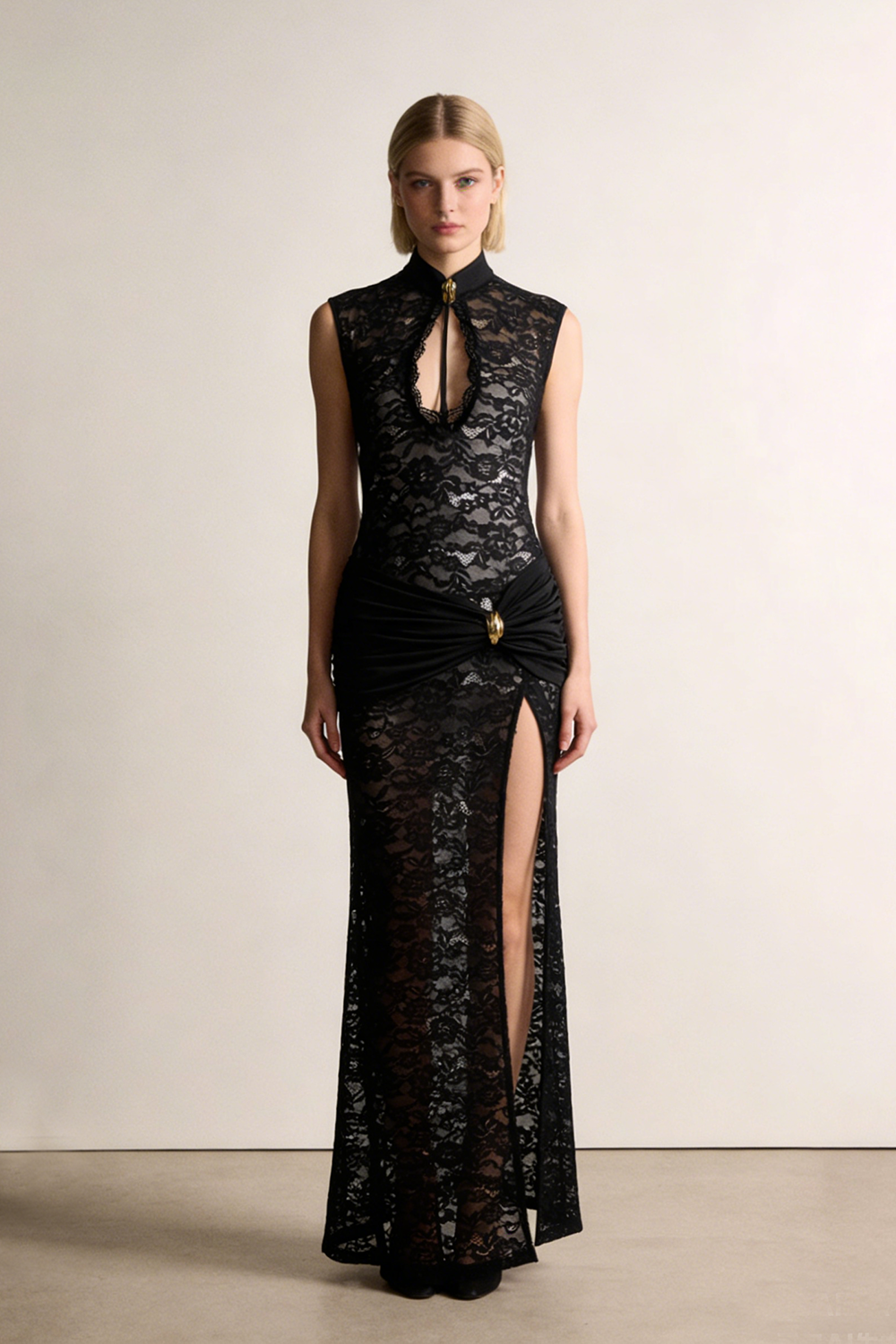 See Through Keyhole Lace Gown