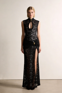 See Through Keyhole Lace Gown