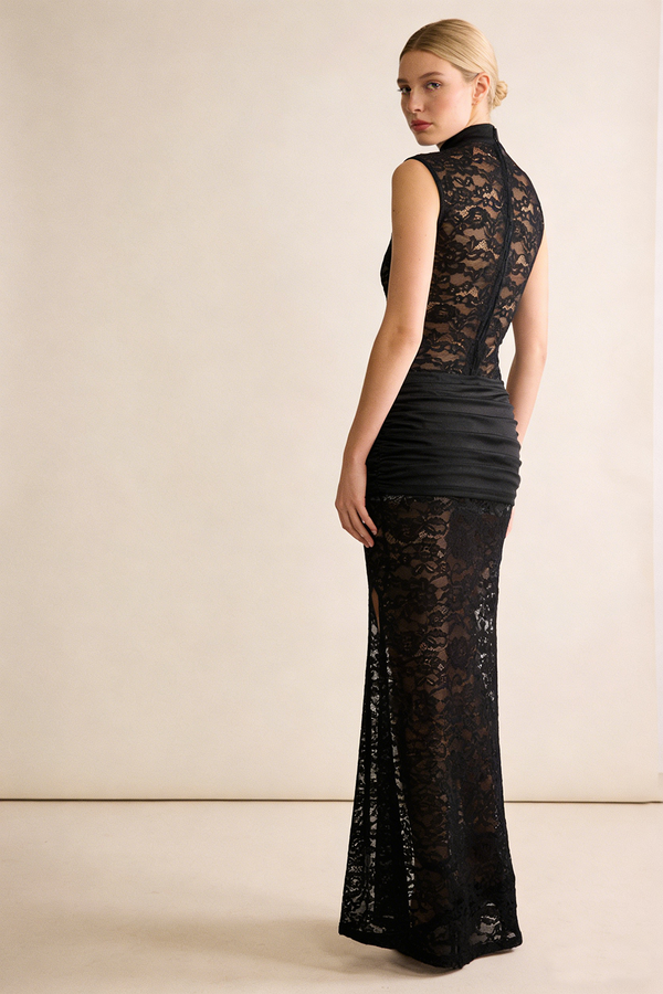 See Through Keyhole Lace Gown