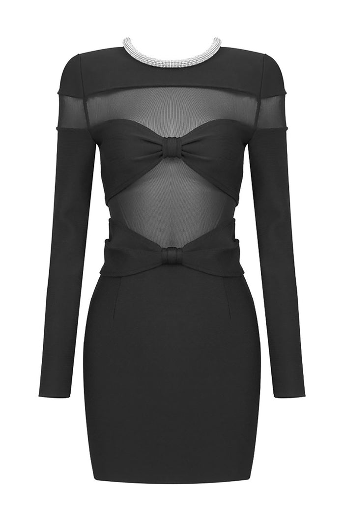 Semi-sheer Mesh Bandage Mini Dress CHICIDA Semi-sheer Mesh Bandage Mini Dress CHICIDA