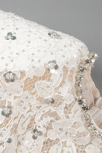 Sequin-Embellished Lace Mini Dress