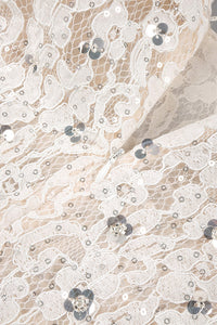 Sequin-Embellished Lace Mini Dress