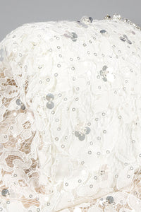 Sequin-Embellished Lace Mini Dress