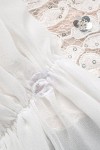 Sequin-Embellished Lace Mini Dress