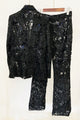 Sequin-embroidered Blazer Flared Pants Set