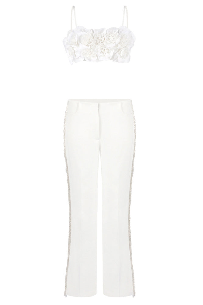 Sequin Beaded Fringe Detailed Top Trousers