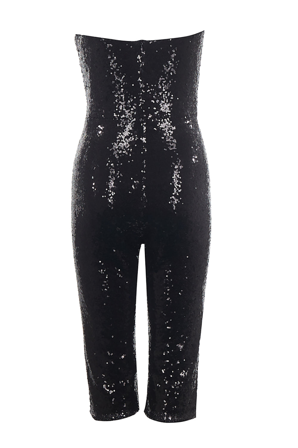 Sequin Feather-Trim Cuff Jumpsuit