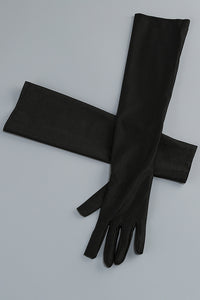 Sequin Detail Gown in Black With Gloves