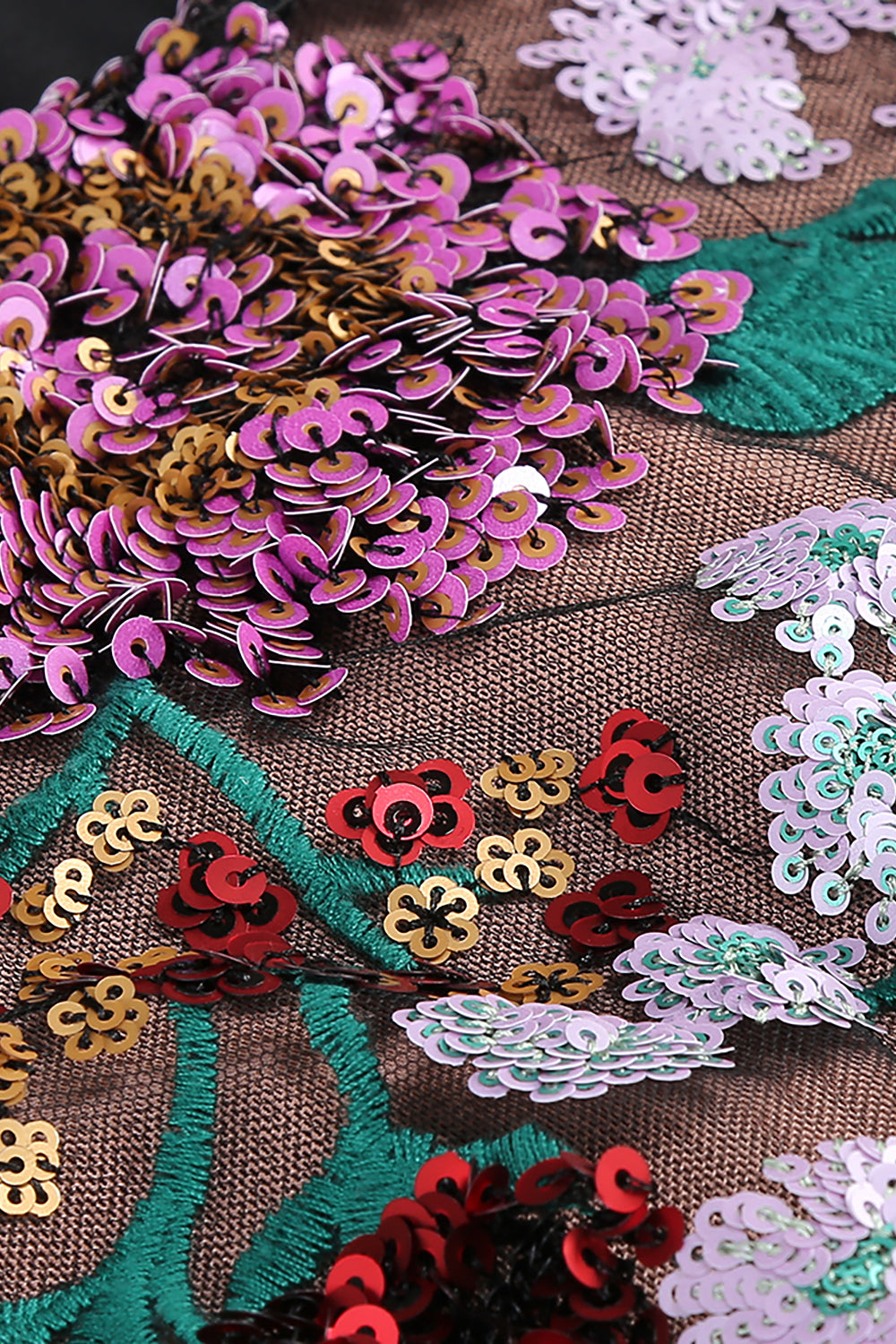 Sequin Detail Gown in Black With Gloves