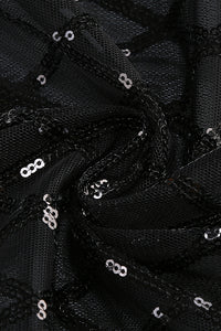 Sequin Embellished Maxi Dress in Black With Gloves