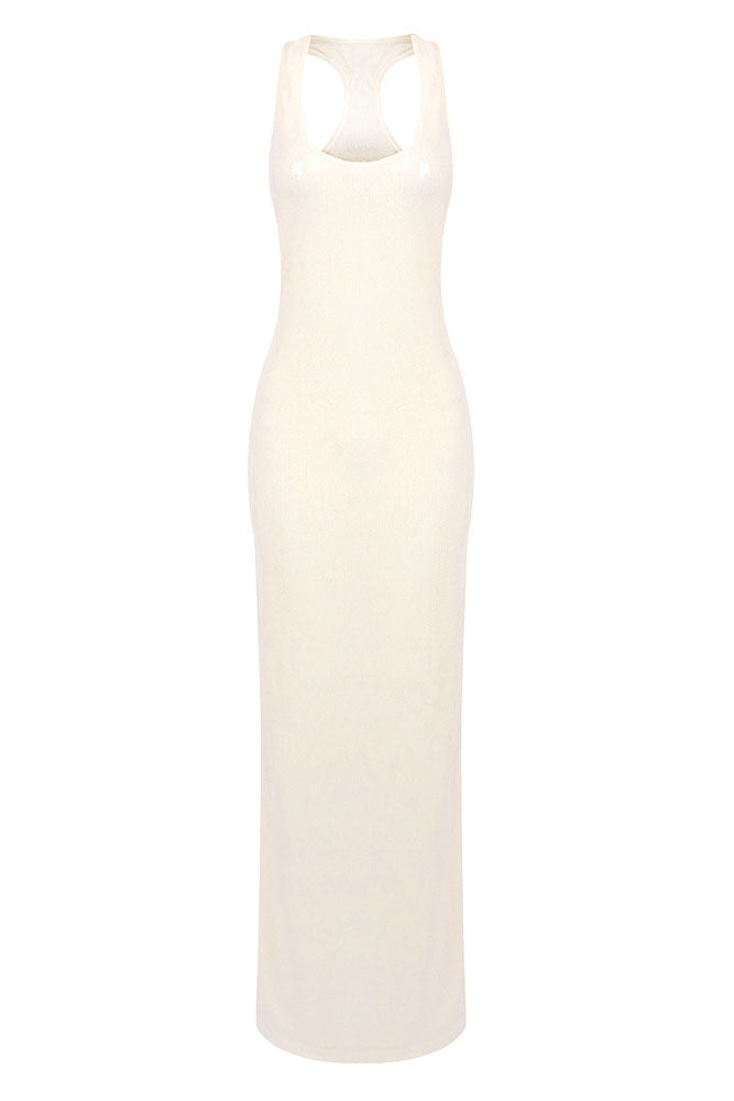 Sequin Embellished Maxi Dress in Ivory