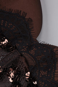 Sequin Lace Corset Top in Brown