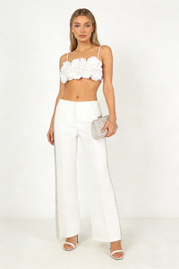 Sequin Beaded Fringe Detailed Top Trousers