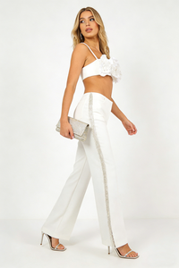 Sequin Beaded Fringe Detailed Top Trousers