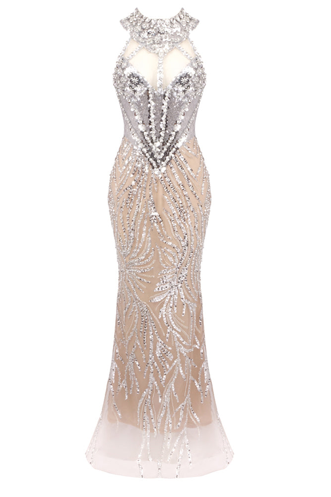 Sequin Rhinestone Mesh Gown