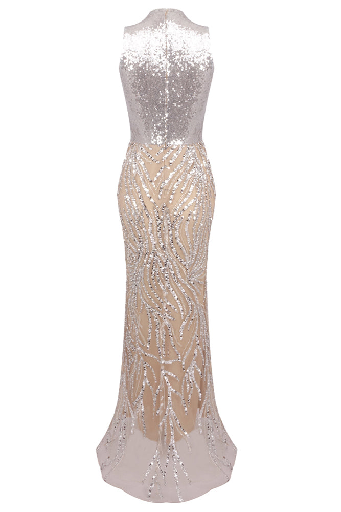 Sequin Rhinestone Mesh Gown