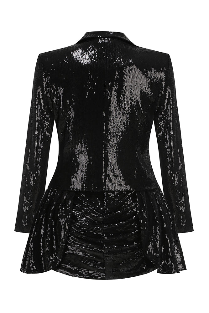 Sequin Skirt Set With Blazer