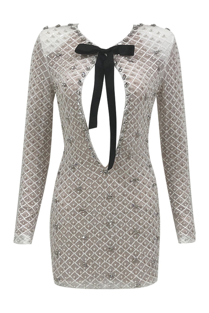 Sequined Crystal Embroidered Fishnet Dress  CHICIDA