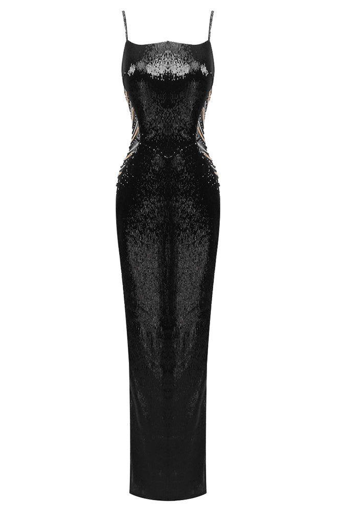 Sequinned Strappy Chain Gown