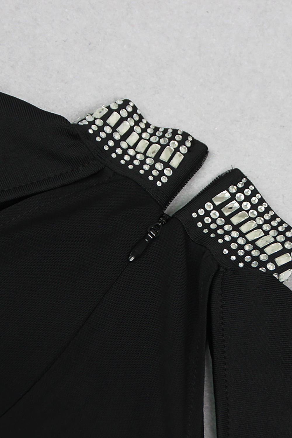 Mini robe bandage dos nu en cristal transparent en noir