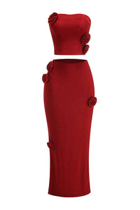 Shimmer Flower Top Maxi Skirt