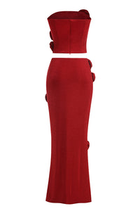 Shimmer Flower Top Maxi Skirt