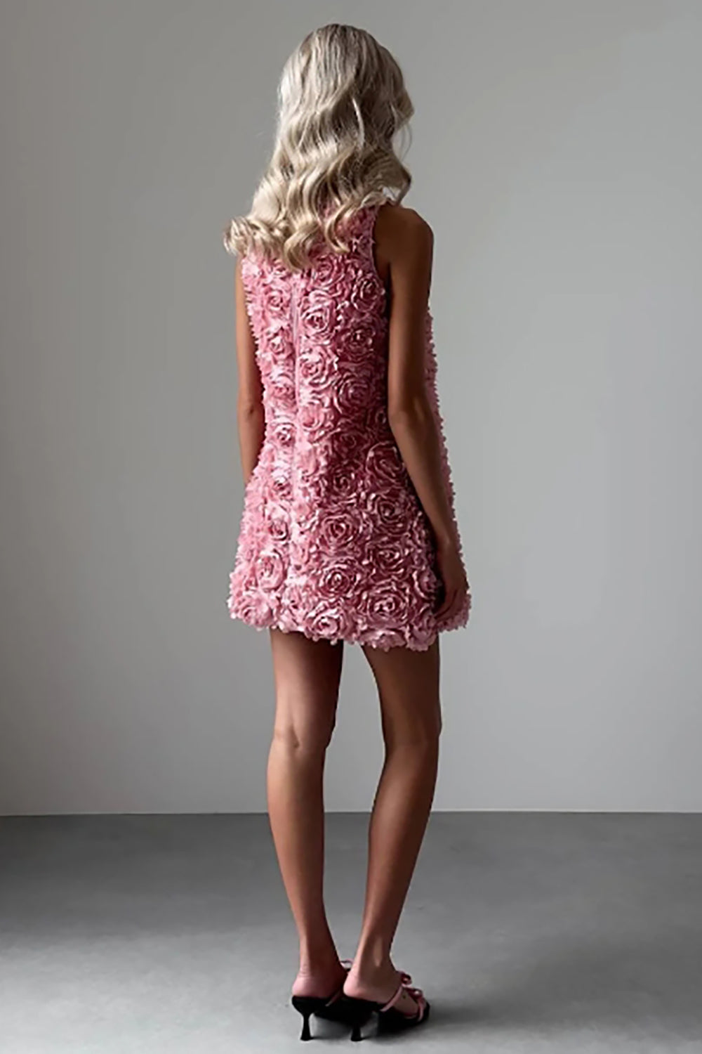 Scoop Neck 3D Petal Mini Dress