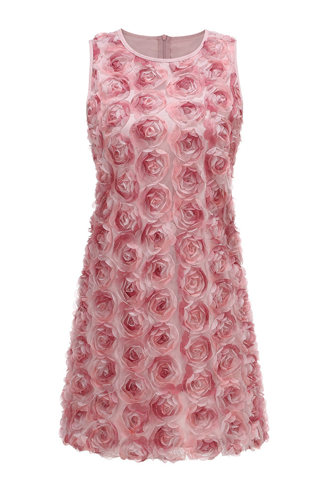 Scoop Neck 3D Petal Mini Dress