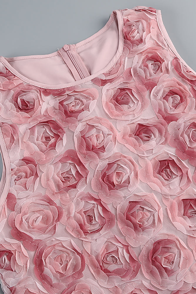 Scoop Neck 3D Petal Mini Dress