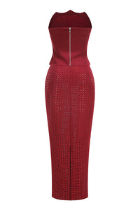 Sleeveless Corset Crystal Maxi Dress