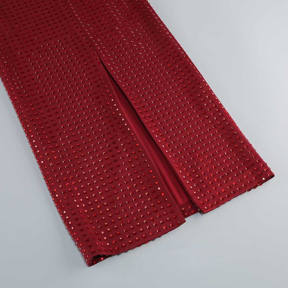 Sleeveless Corset Crystal Maxi Dress