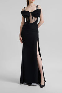 Sleeveless See-Through Corset Maxi Dress