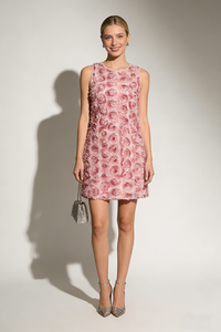 Scoop Neck 3D Petal Mini Dress