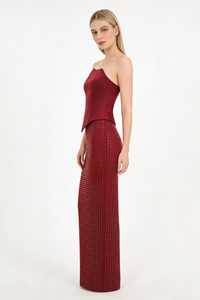 Sleeveless Corset Crystal Maxi Dress