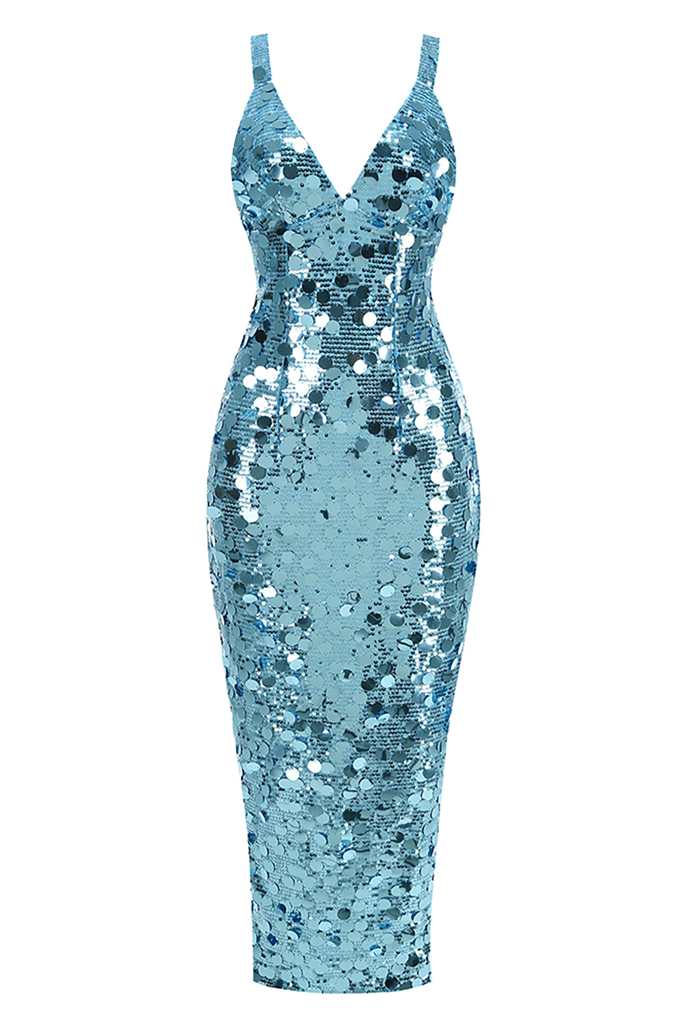 Slinky Sequin-embellished V-neck Gown