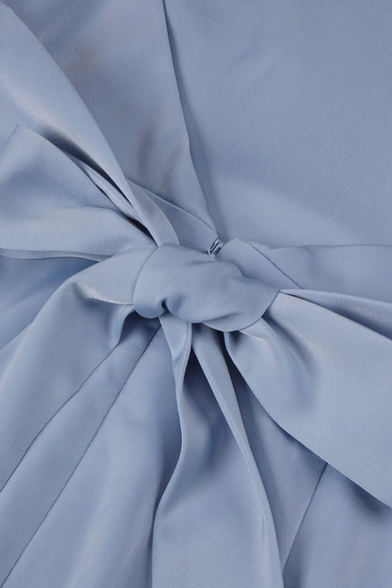 Slip Cross Back Ruffle Midi Dress in Light Blue