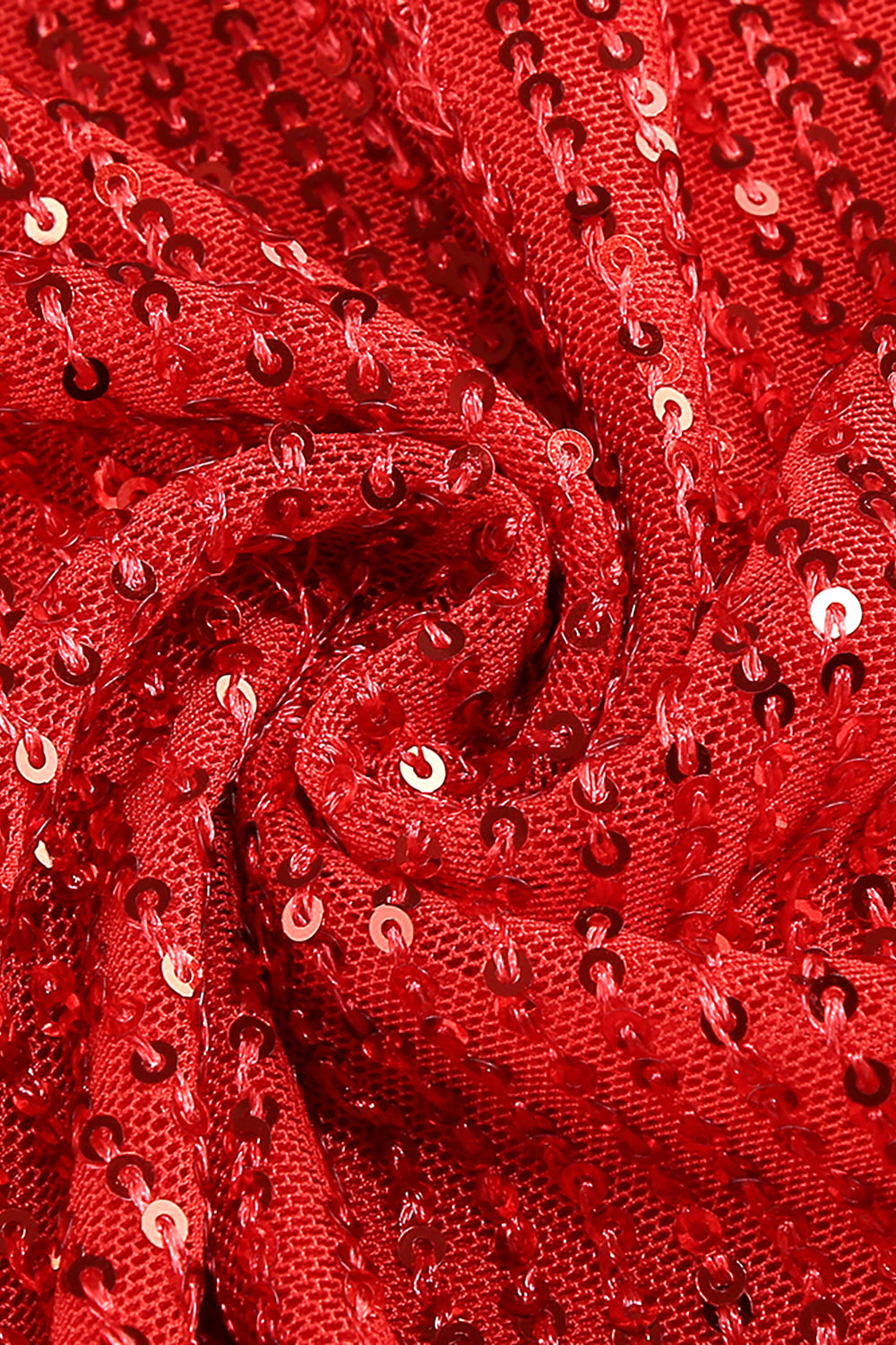 Slip Sequin Draped Slit Gown In Red