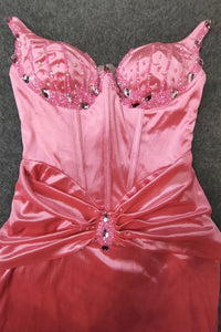 Slip Bustier Rhinestone Velvet Gown